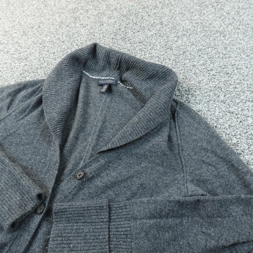 Banana Republic‎ Cardigan Womens XS Gray Merino Wool Shawl Collar Button Knit